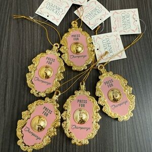 5 Pc Gold and Pink Press for Champagne Christmas Ornaments